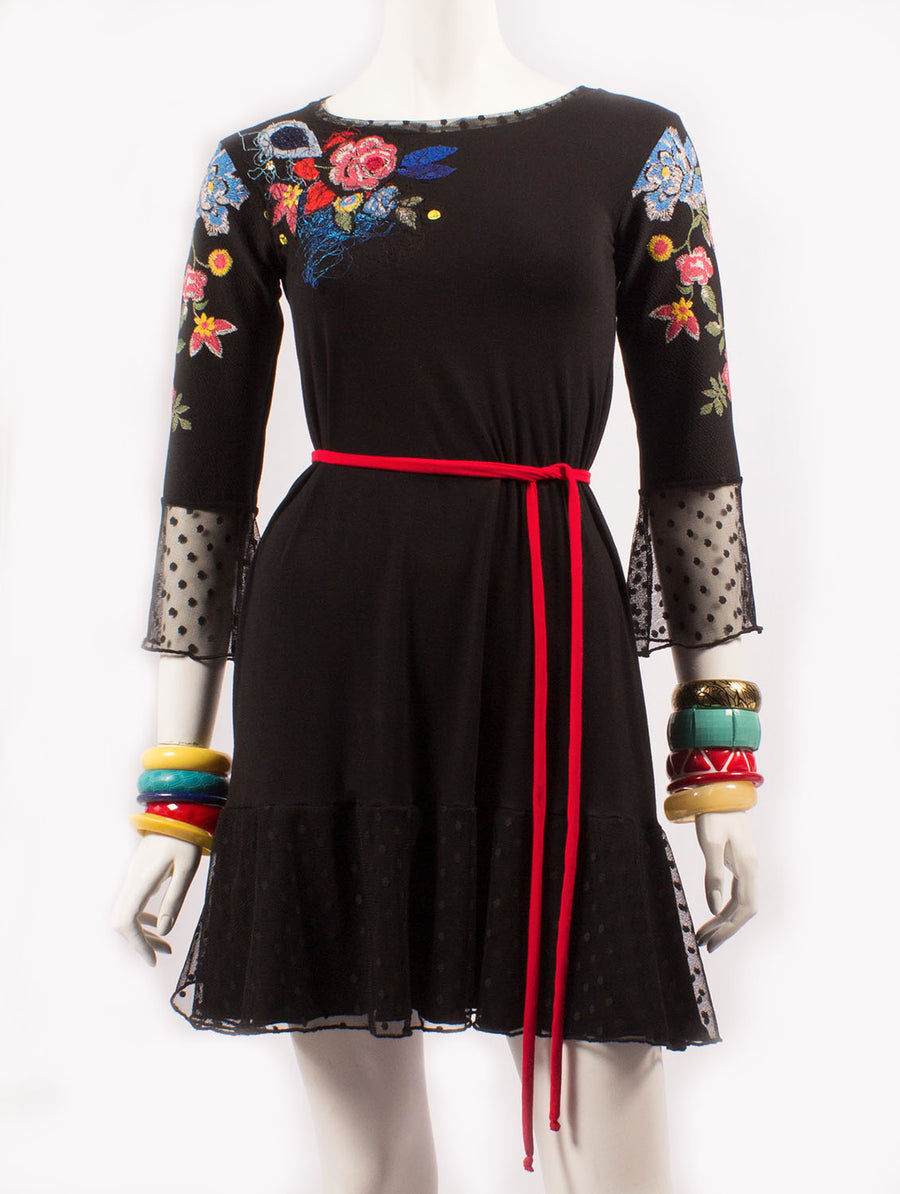 ROBE TUNIQUE AUX MANCHES FLEURIES
