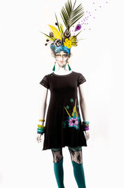 ROBE TUNIQUE AVEC APPLIQUÉ STYLE TROPICAL