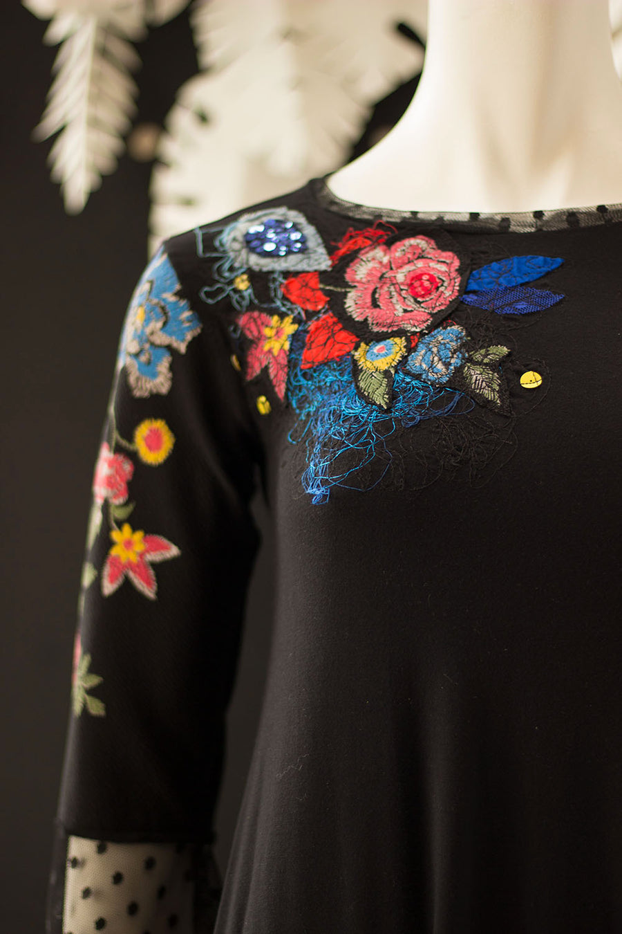 ROBE TUNIQUE AUX MANCHES FLEURIES