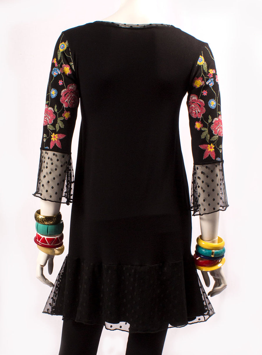 ROBE TUNIQUE AUX MANCHES FLEURIES