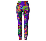 LEGGING VIOLET FLEURS TROPICALES COULEURS