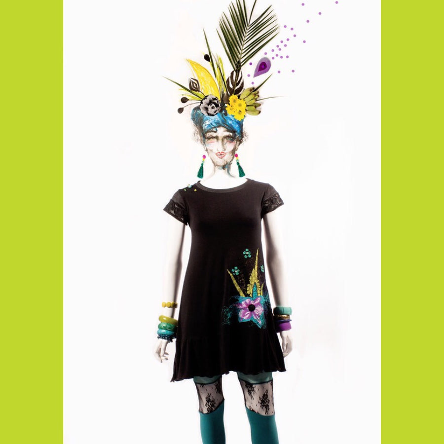 ROBE TUNIQUE AVEC APPLIQUÉ STYLE TROPICAL