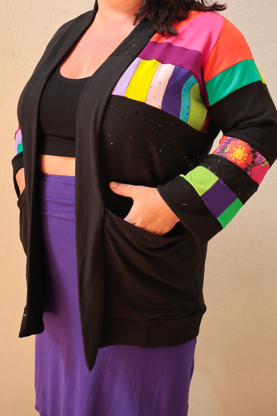 VESTE PATCHWORK NOIR-COULEURS P\M :::