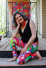 LEGGING ROSE FLEURS TROPICALES COULEURS