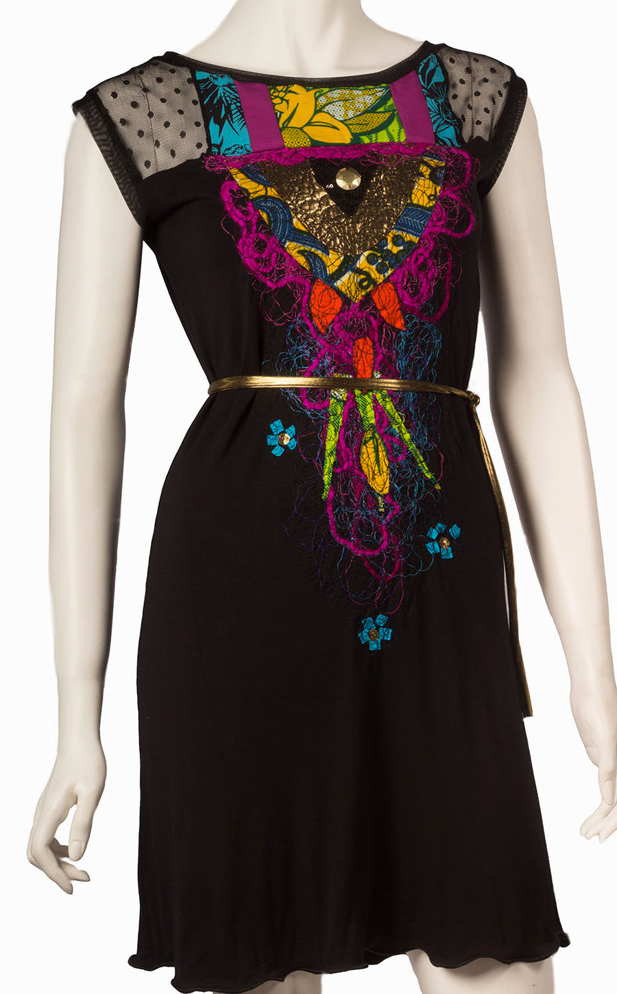 ROBE CHOUETTE AUX APPLIQUÉS EN WAXS AFRICAINS COLORÉS