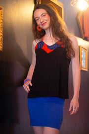 HALTER TOP WITH ORANGE AND BLUE AFRICAN WAX