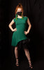 GREEN DRESS WITH GREEN TRANSPARENT TOP AND BACK