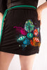 EMBROIDERED MINI SKIRT WITH ORANGE AND AQUA FLOWER EMBROIDERY