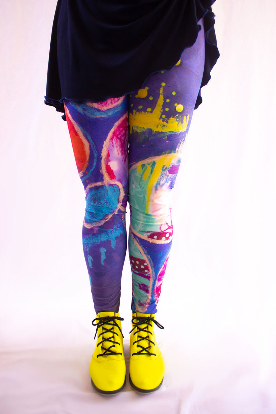 PRINTED LEGGINGS - BLUE AND ORANGE