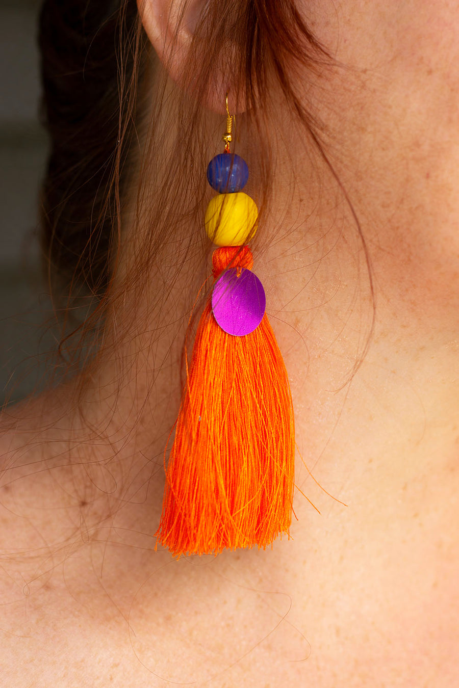 ORANGE-YELLOW-BLUE EARRING