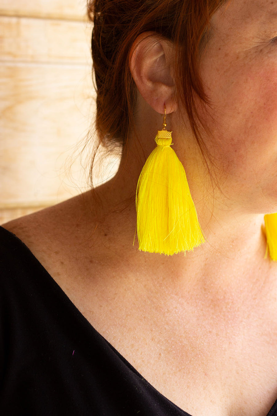 BOUCLE D'OREILLE JAUNE VIF