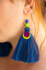 BOUCLE D'OREILLE BLEU-VERT-PRUNE