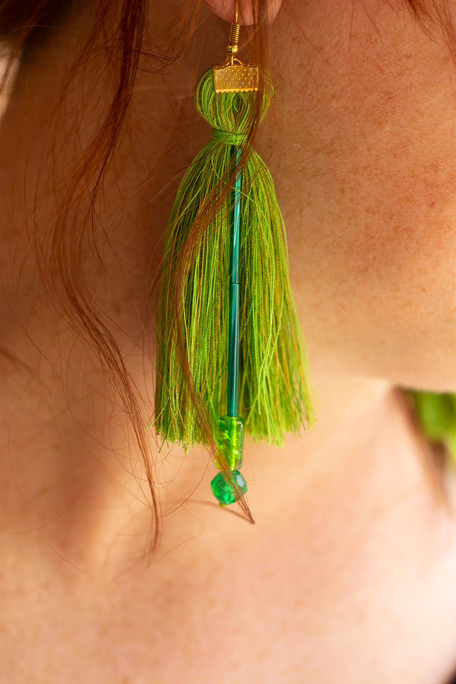 BOUCLE D'OREILLE VERTE ET TURQUOISE