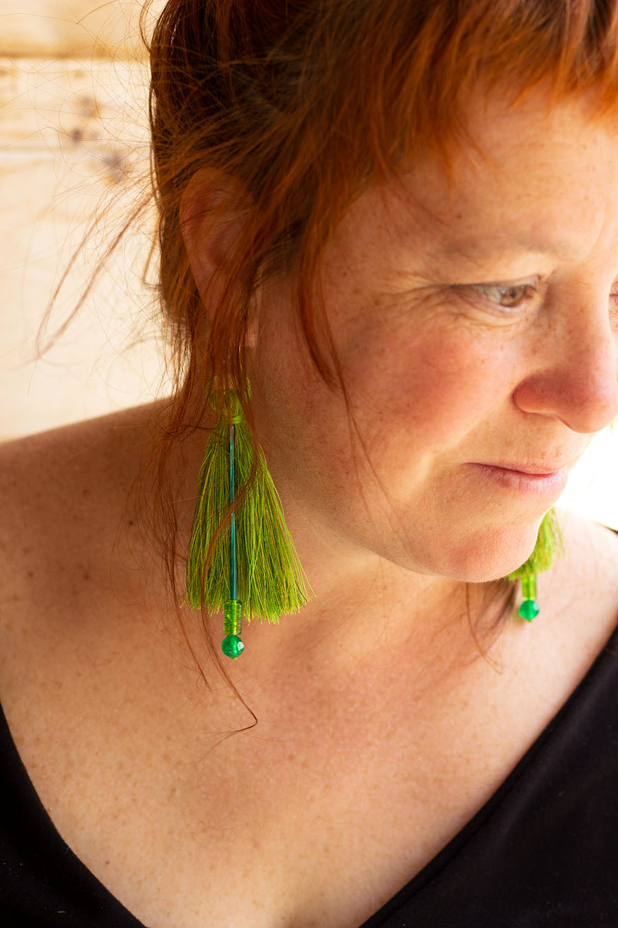 GREEN AND TURQUOISE EARRING