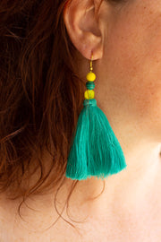 BOUCLE D'OREILLE TURQUOISE ET JAUNE