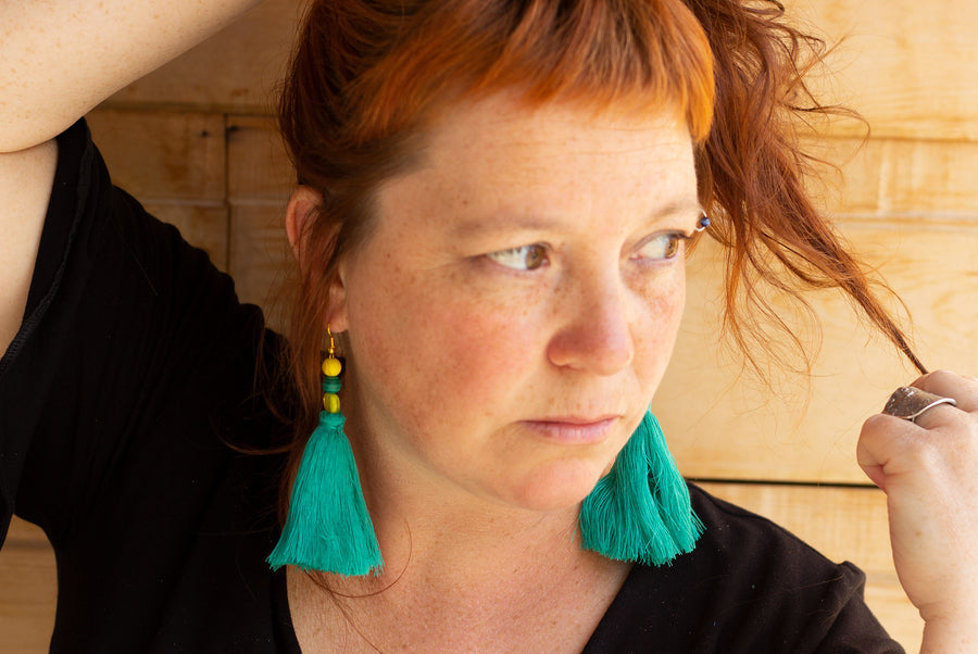 TURQUOISE AND YELLOW EARRING