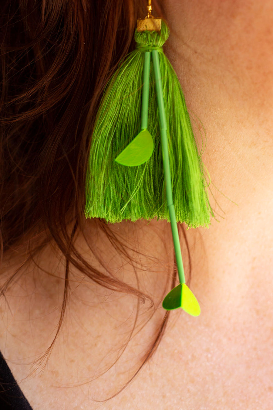 BOUCLE D'OREILLE VERTE-PAILETTE