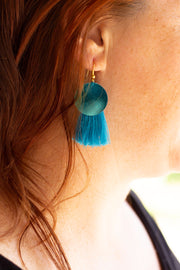 BOUCLE D'OREILLE COURTE BLEU-PAILETTE