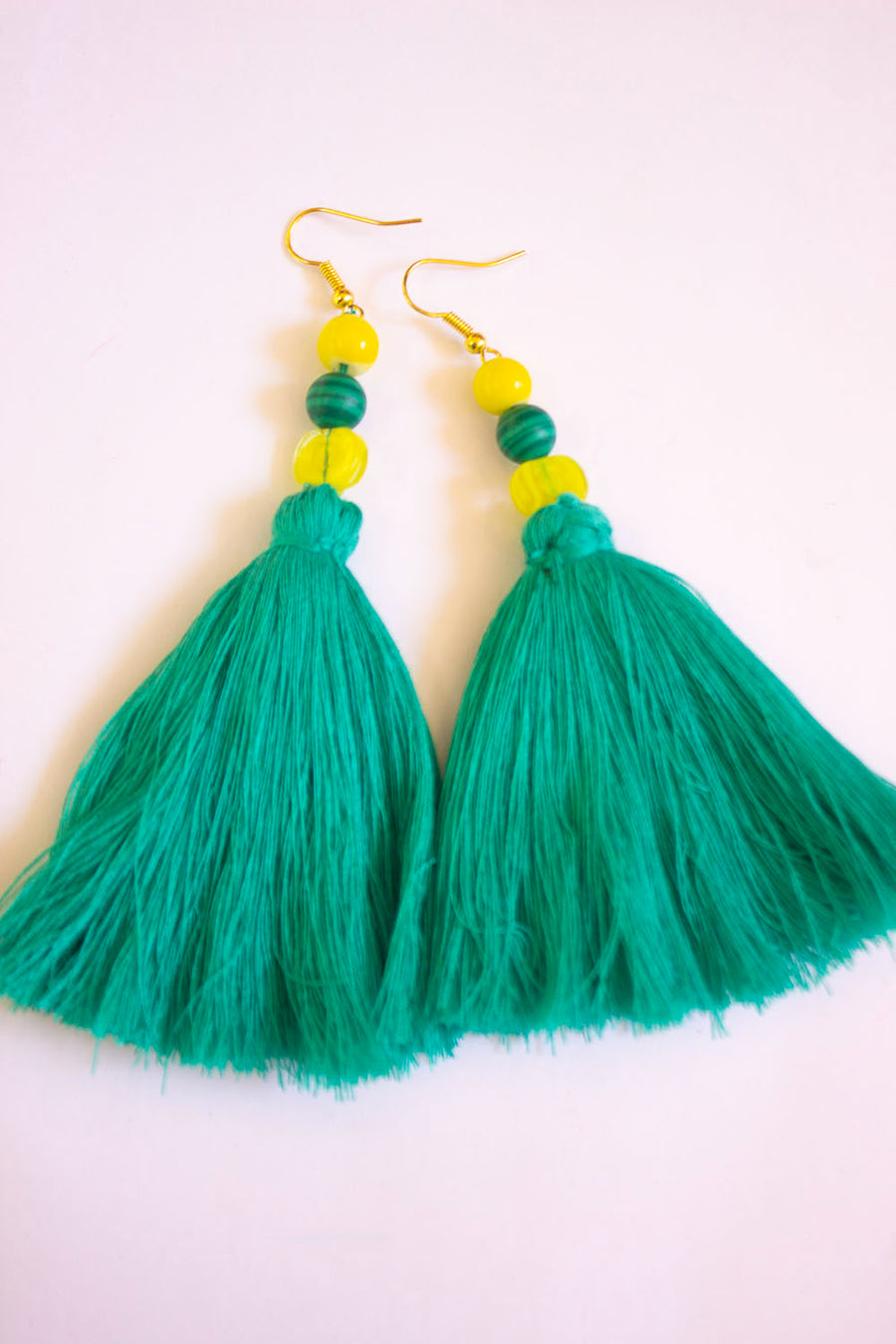 BOUCLE D'OREILLE TURQUOISE ET JAUNE