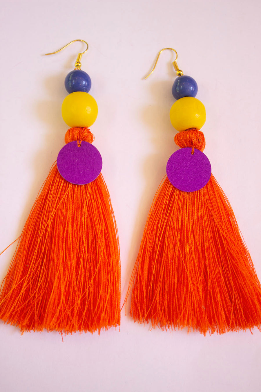 BOUCLE D'OREILLE ORANGE-JAUNE-BLEU