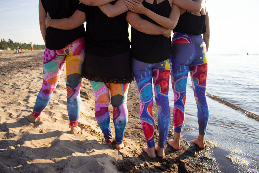 PRINTED LEGGINGS - BLUE AND ORANGE