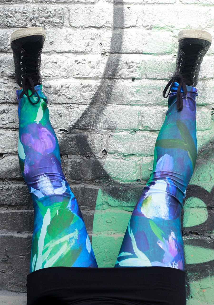 LEGGING IMPRIMÉ-MAUVE-VERT-BLEU