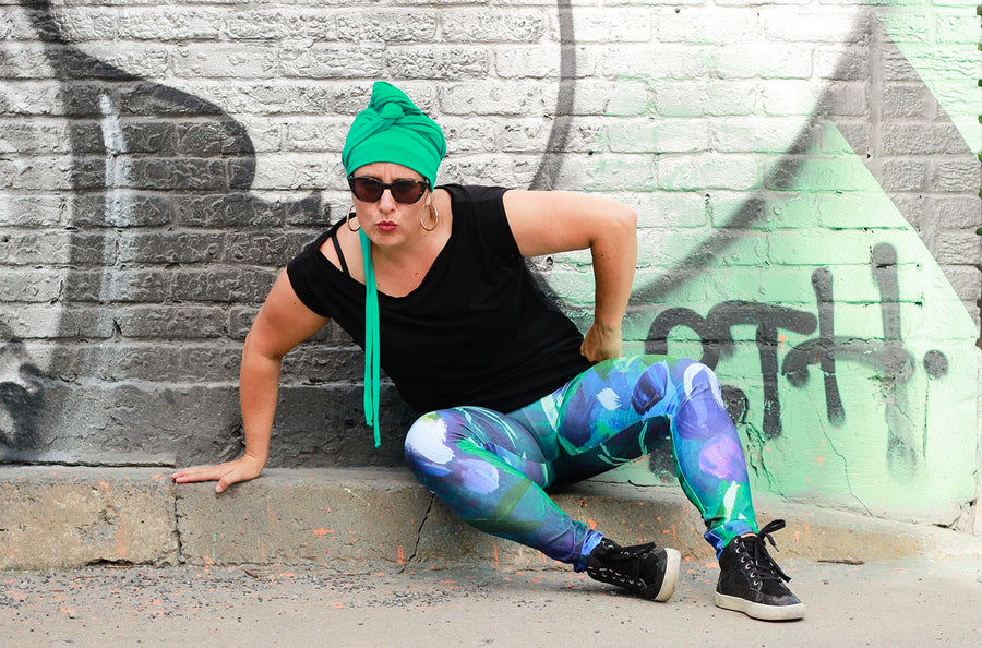 LEGGING IMPRIMÉ-MAUVE-VERT-BLEU