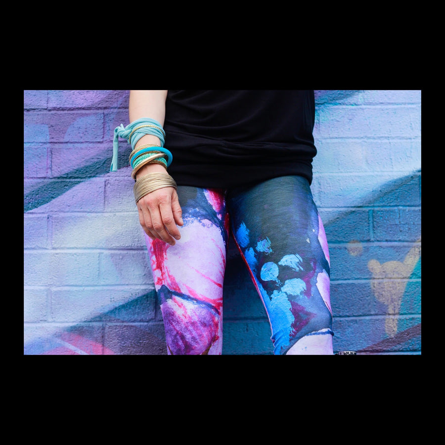 LEGGINGS IMPRESSIONS PEINTURE-MAUVE-LILAS-BLEU