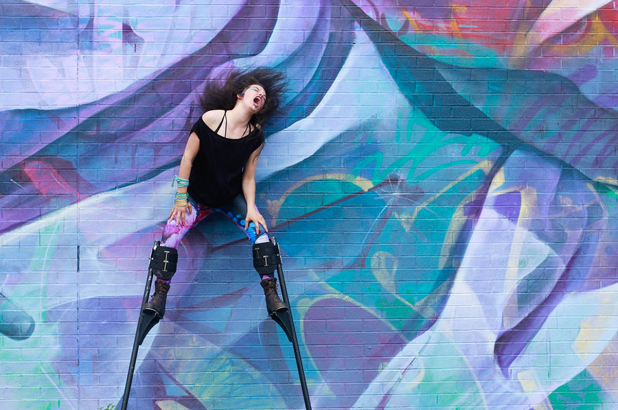 LEGGINGS IMPRESSIONS PEINTURE-MAUVE-LILAS-BLEU