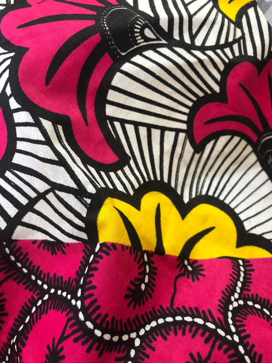 HAUT LICOU AVEC WAX AFRICAIN JAUNE ET ROSE