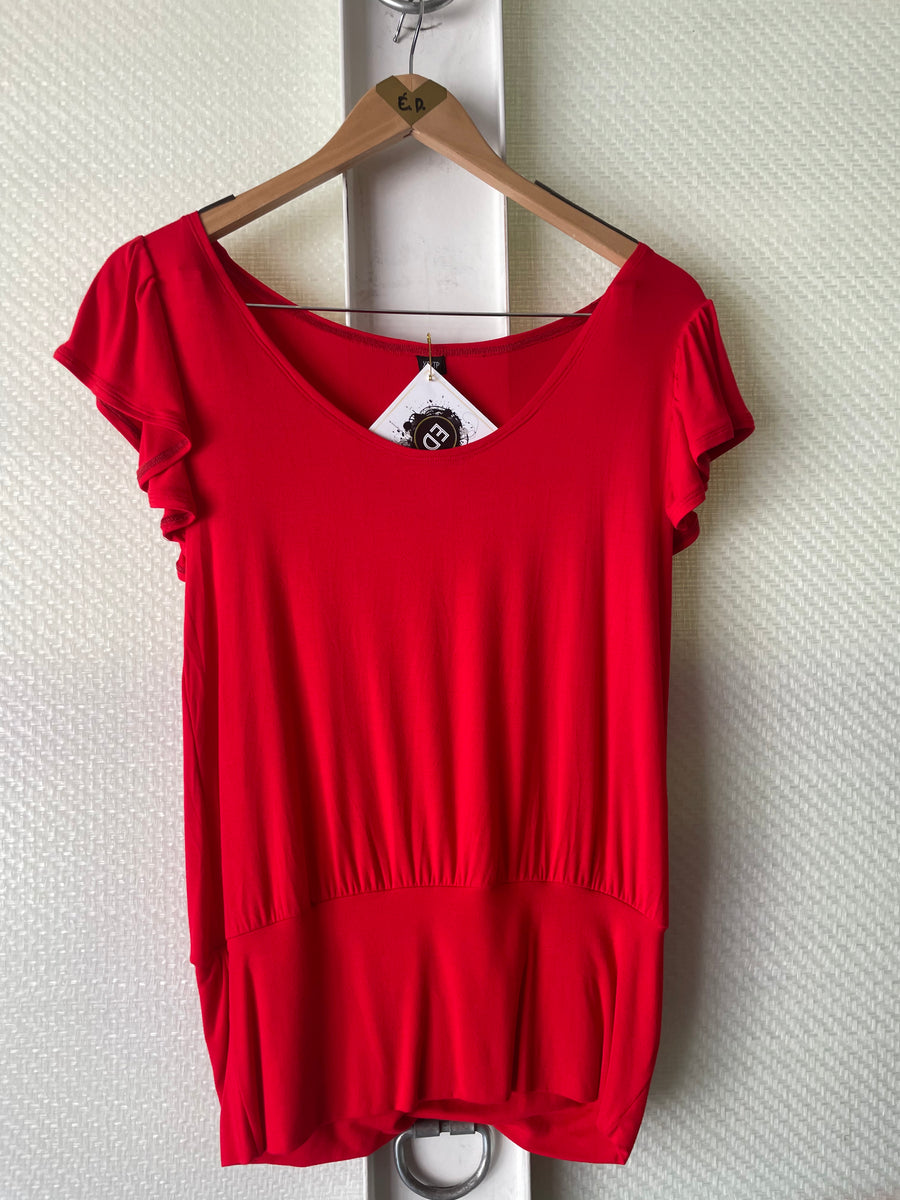 CHANDAIL MANCHES COURTES GONDOLÉES ROUGE-NOIR-TURQUOISE SS2022